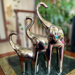 Silver Ceramic Elephant Sculpture